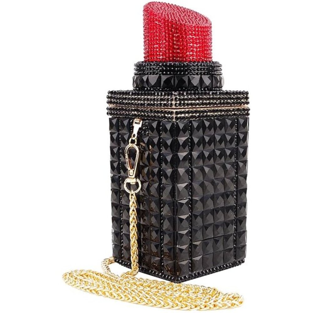 NWT Sparkling Swarovski Bling Crystal Rhinestone Lipstick Purse Pink & Red +Gift - Picture 3 of 13